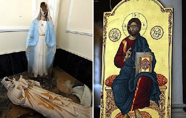 Yabroud, dove i ribelli e gli islamisti avevano portato le suore rapite da Maloula, è stata riconquistata in via definitiva dall'esercito di Assad lo scorso 17 marzo. Ma entrando nella chiesa greco-cattolica dedicata alla Madonna si vedono ancora le ferite inflitte durante il passaggio delle milizie di Al Qaeda.