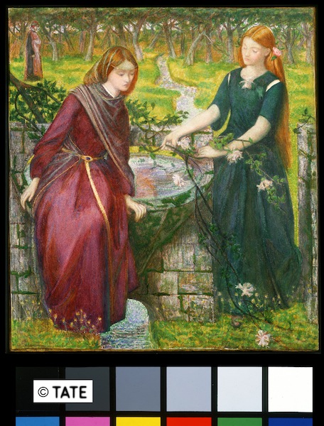 Dante Gabriel Rossetti (1828?82)
Visione di Dante: Rachele e Lia
1855
Acquerello su carta, cm 35,2 x 31,4
Lascito di Beresford Rimington Heaton, 1940 ©Tate, London 2014