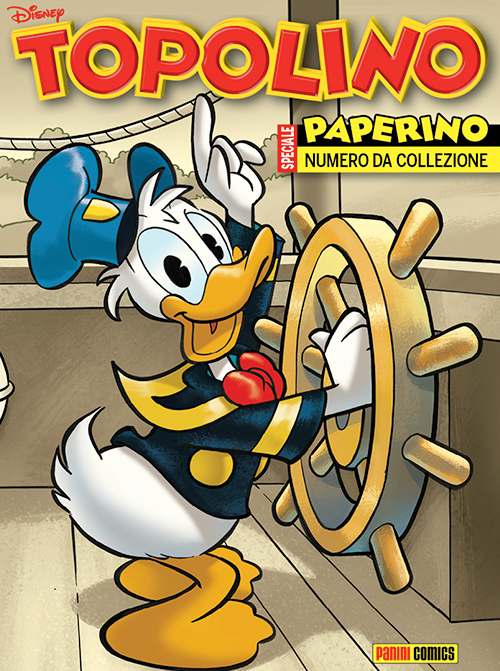 Cover di Giorgio Cavazzano per il numero 3054 di Topolino, riecheggiante il primo cortometraggio di Topolino, \\\\\\\"Steamboat Willie\\\\\\\". Editore Panini Comics, 2,40€, in tutte le edicole