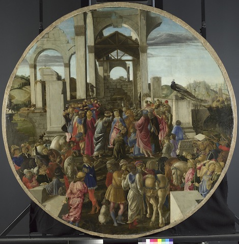 Sandro Botticelli 
The Adoration of the Kings, about 1470-5
Tempera on poplar
130.8 x 130.8 cm
Bought, 1878
© The National Gallery, London