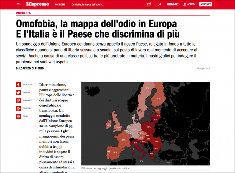 Osservazioni al limite dell’omofobia sulla “mappa dell’odio omofobico” pubblicata dall’Espresso