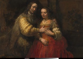 X7910
Rembrandt
Portrait of a Couple as Isaac and Rebecca, known as ‘The Jewish Bride’, about 1665
Oil on canvas
121.5 x 166.5 cm
Rijksmuseum, on loan from the City of Amsterdam (A. van der Hoop Bequest)
© Rijksmuseum, Amsterdam (SK-C-216)