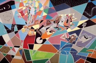 Gino Severini, Zeus partorito dal sole, 1954, tempera su legno, cm. 271,5x412