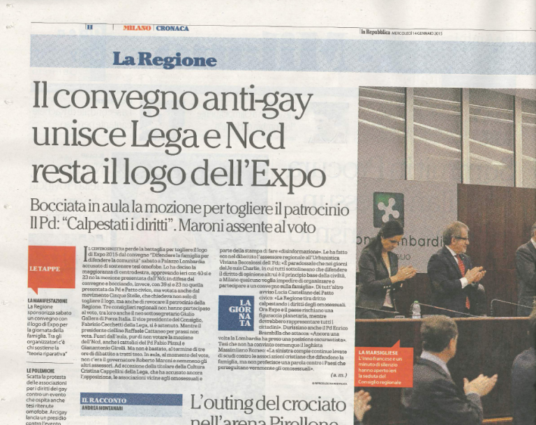 Repubblica spara balle sul convegno “omofobo”. Ma i fatti sono testardi