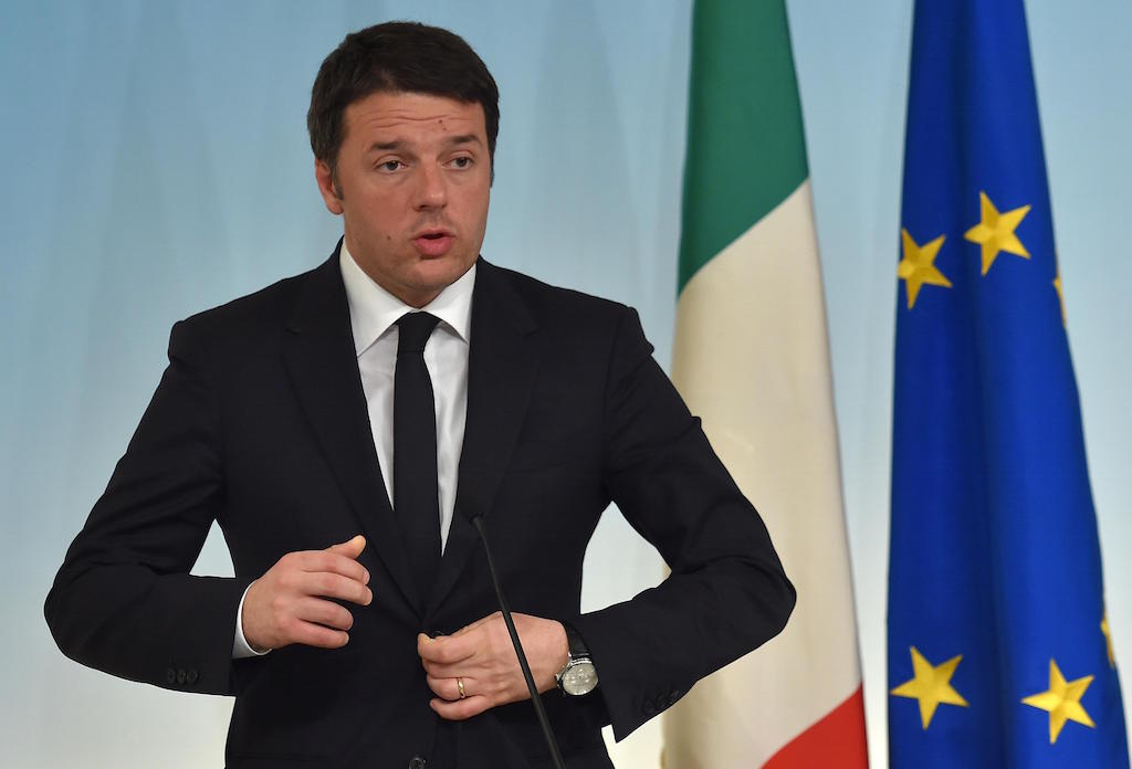 Prime Minister Matteo Renzi at the end of the Council of Ministers