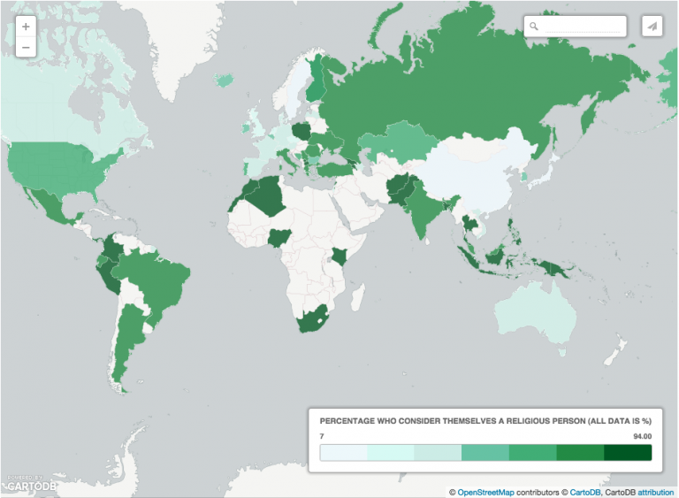 La maggioranza del mondo si definisce religiosa. Il continente più ateo è l’Europa