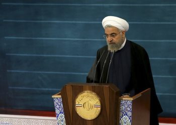 In this photo released by the official website of the office of the Iranian Presidency, Iran's President Hassan Rouhani speaks during a televised speech at the presidency compound in Tehran, Iran, Monday, May 4, 2015. Twice in recent days, including Monday's broadcast speech, Rouhani has made statements rejecting the idea of police officers enforcing morality rules, staking a clear position against hard-liners who largely oppose his outreach to the West. He said police should be responsible to enforce the law, not different interpretations of Islam. (Iranian Presidency Office via AP)