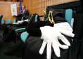 Avvocati lasciano l'aula Magna lasciando le Toghe sulle sedie durante l'apertura dell'Anno Giudiziario 2012 in Tribunale, Torino, 28 gennaio 2012. ANSA/ ALESSANDRO DI MARCO