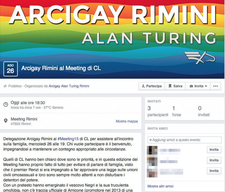 Arcigay Rimini al Meeting per «verificare» l’omofobia dei ciellini
