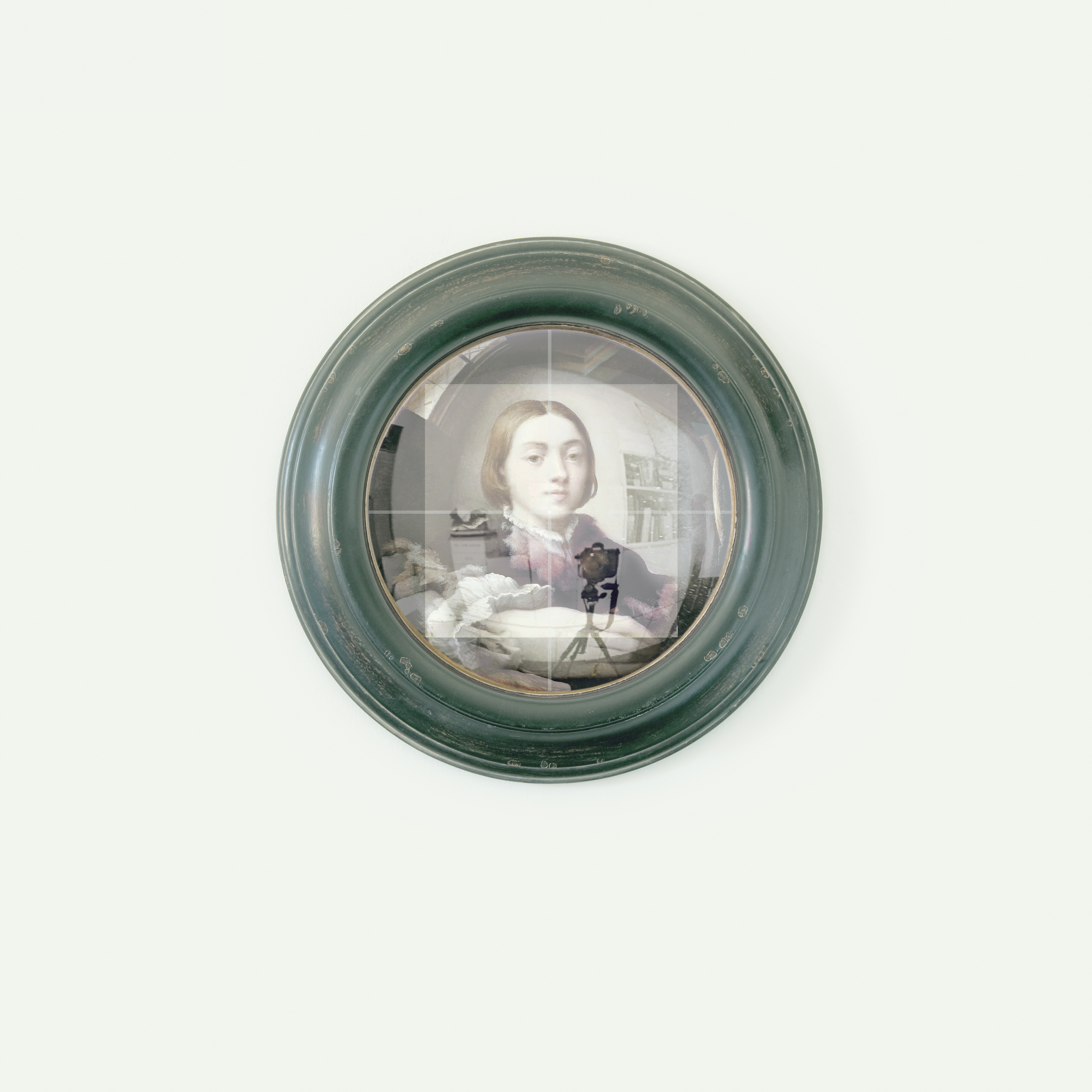 Mario Cresci, dalla serie d'Apres, Parmigianino, Autoritratto allo specchio convesso,1524, (2015)
