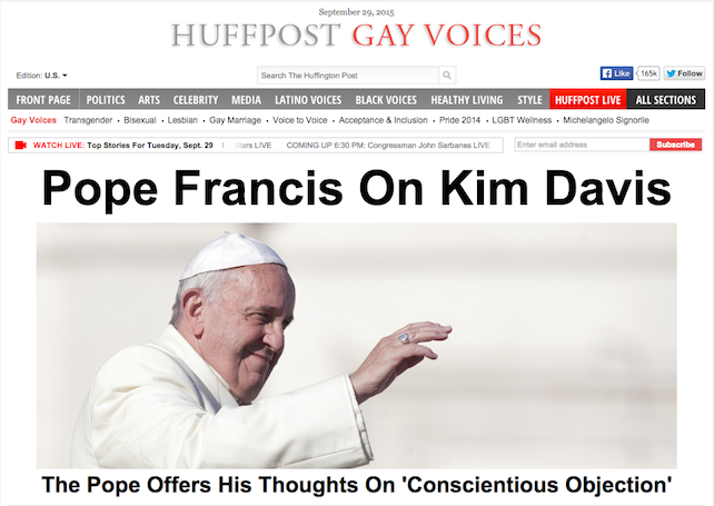 Papa Francesco sta con Kim Davis (almeno in America se ne sono accorti)