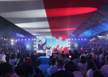 Beata Szydlo, candidate for prime minister of the conservative opposition Law and Justice party in Sunday’s general elections speaks at a party convention that wraps up months of campaigning in Warsaw, Poland, on Thursday, Oct. 22, 2015. Opinion polls show Law and Justice slightly ahead of the ruling pro-business Civic Platform party. (AP Photo/Czarek Sokolowski)