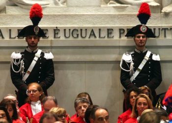 La cerimonia di inaugurazione dell'anno giudiziario 2016 al tribunale di Milano, 30 Gennaio 2016. 
ANSA / MATTEO BAZZI