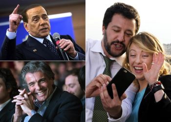 La combo, realizzata con tre immagini di archivio, mostra Silvio Berlusconi, Alfio Marchini, Matteo Salvini e Giorgia Meloni.
ANSA