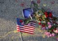 A makeshift memorial Monday, June 13, 2016 for the shooting victims is on Orange Ave. just north of the mass shooting scene at  the Pulse night club in Orlando.(Red Huber/Orlando Sentinel via AP)     ** LEESBURG OUT, LADY LAKE OUT , DAYTONA BEACH NEWS JOURNAL OUT , TV OUT, MAGS OUT, NO SALES **