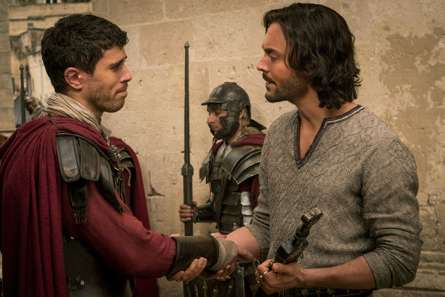 Toby Kebbell plays Messala Severus and Jack Huston plays Judah Ben-Hur in Ben-Hur from Paramount Pictures and Metro-Goldwyn-Mayer Pictures.