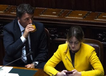 Italy's Prime Minister, Matteo Renzi, and Minister for Constitutional Reform, Maria Elena Boschi, at the Italian Parliament prior to go to European Council in Brussels. Rome, 27 Jun 2016. ANSA/CLAUDIO PERI