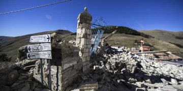 Buildings collapsed in Castelluccio di Norcia after the last quake of 6,5 Richter magnitude scale last sunday in Central Italy, 1 November 2016. ANSA/MASSIMO PERCOSSI