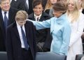 epaselect epa05735208 Melania Trump (R) and Barron Trump (L) arrive a short time before Donald J. Trump is sworn in as the 45th President of the United States in Washington, DC, USA, 20 January 2017. Trump won the 08 November 2016 election to become the next US President.  EPA/JUSTIN LANE