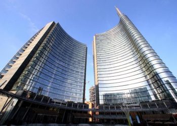 Il palazzo Hall Unicredit in piazza Gae Aulenti, inaugurato oggi alla presenza del presidente del Consiglio Enrico Letta, Milano, 11 febbraio 2014.
ANSA / MATTEO BAZZI