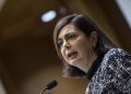 Il presidente della Camera Laura Boldrini durante la quarta edizione dello Strategy Council, per comprendere lo sviluppo socio economico dell'Italia, Roma, 28 febbraio 2017. ANSA/ANGELO CARCONI