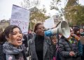 epa06296922 Women shout slogans during a rally against gender-based and sexual violence against women, in Paris, France, 29 October 2017. 17. The hashtag #MeToo was established in social networks aimed to encourage women to denounce their case of alleged sexual abuse.  EPA/CHRISTOPHE PETIT TESSON