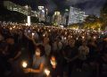 epa06784824 Participants attend the annual candlelit vigil commemorating the 1989 Beijing Tiananmen Square massacre at Victoria Park in Hong Kong, China, 04 June 2018. Thousand of people gathered to demand the vindication of the June 04 pro-democracy student movement of 1989 in Beijing, the end of one-party rule in China and paid tribute to Chinese dissident and Nobel laureate Liu Xiaobo, who died in custody in 2017. Hong Kong, along with Macau, is the only place on Chinese soil where such a vigil is allowed.  EPA/ALEX HOFFORD
