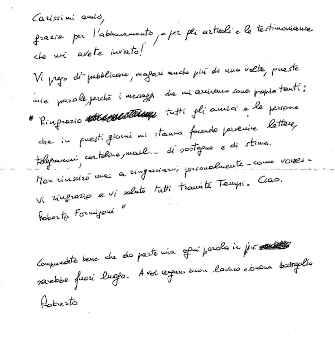 L'ex presidente della Regione Lombardia ci scrive da Bollate. «