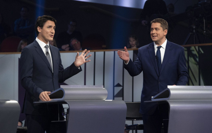 Dibattito tv tra Justin Trudeau e Andrew Scheer per elezioni in Canada