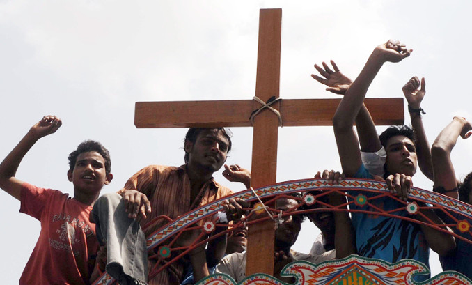 Protesta a Gojra nel 2009 contro la persecuzione dei cristiani pakistani