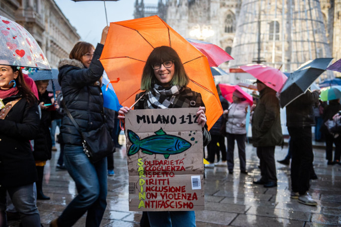 Manifestazione delle sardine a Milano