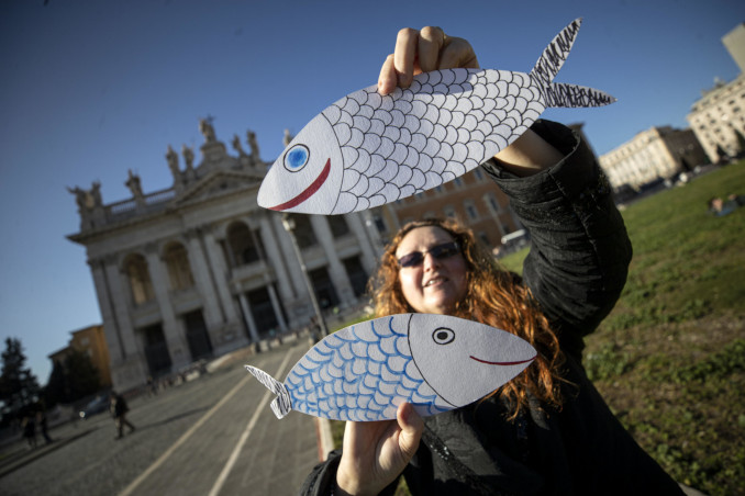 Manifestazione delle sardine a Roma