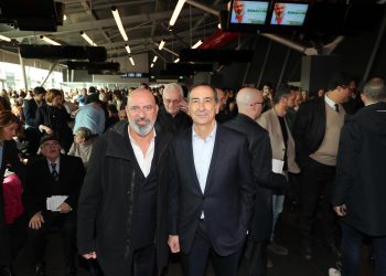 Stefano Bonaccini con Giuseppe Sala durante la campagna elettorale per l'Emilia-Romagna