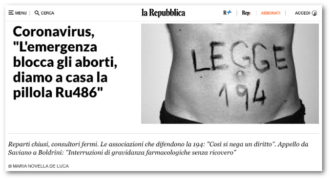 Appello per la pillola abortiva su Repubblica