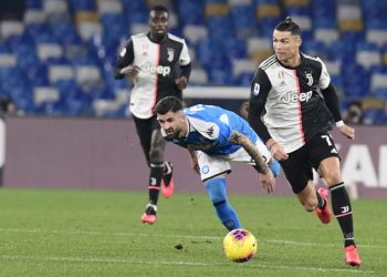 Cristiano Ronaldo in azione durante una partita Juventus-Napoli
