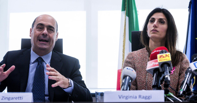 Nicola Zingaretti e Virginia Raggi