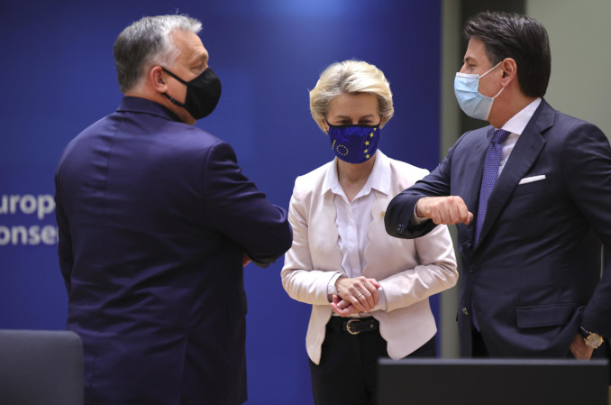 Viktor Orban, Ursula von der Leyen, Giuseppe Conte