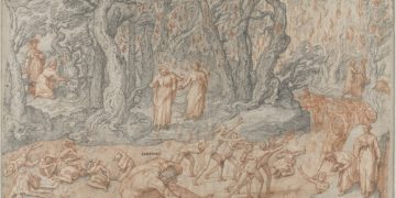 Illustrazione di Federico Zuccari per il Canto XIV dell'Inferno di Dante (girone dei violenti contro Dio con Capaneo)