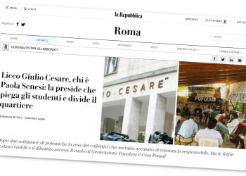 Titolo di Repubblica contro la preside del Liceo Giulio Cesare di Roma, Paola Senesi