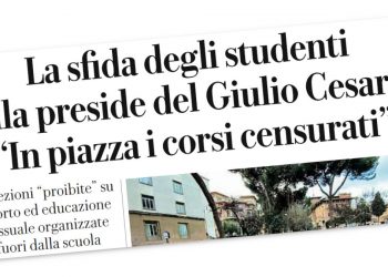 Titolo di Repubblica sulla "sfida degli studenti alla preside del liceo Giulio Cesare"