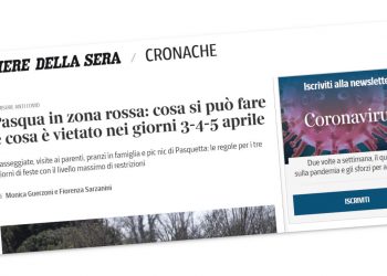 Titolo del sito del Corriere della Sera su cosa si può fare a Pasqua in zona rossa