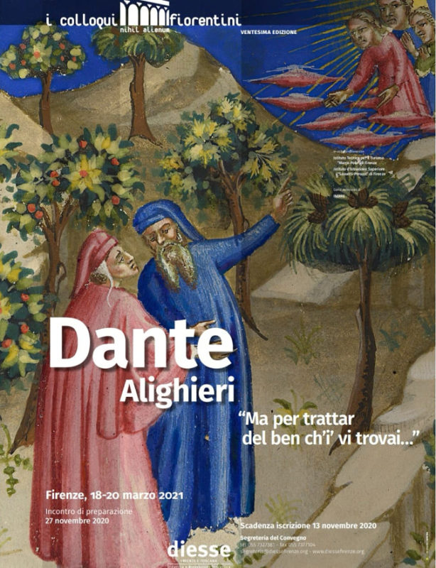 Locandina dell'edizione 2021 dei Colloqui fiorentini dedicata a Dante Alighieri