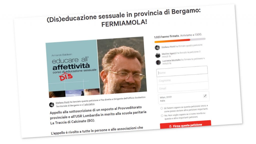 Petizione delle associazioni Lgbt contro la scuola paritaria La Traccia di Bergamo