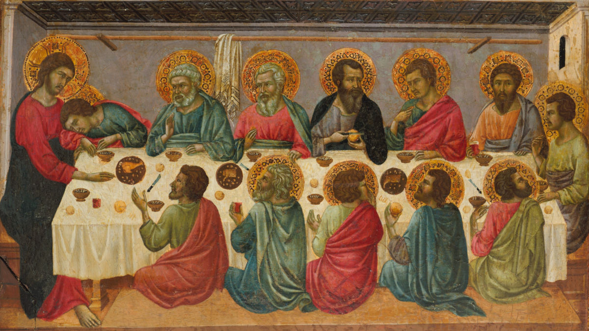 L'ultima cena di Gesù con gli apostoli dipinta da Ugolino da Siena