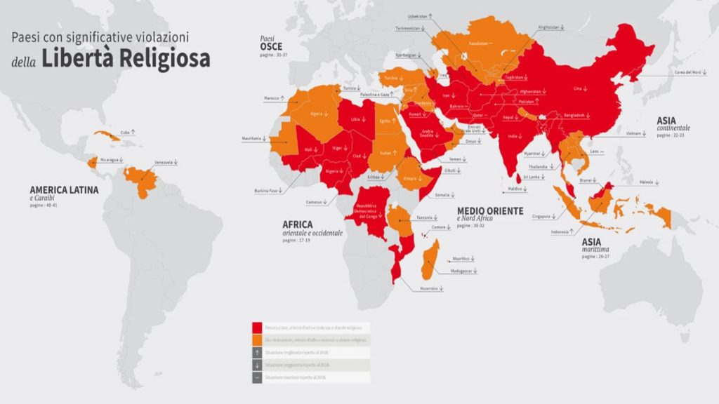 La mappa sulle violazioni della libertà religiosa del XV Rapporto di Acs