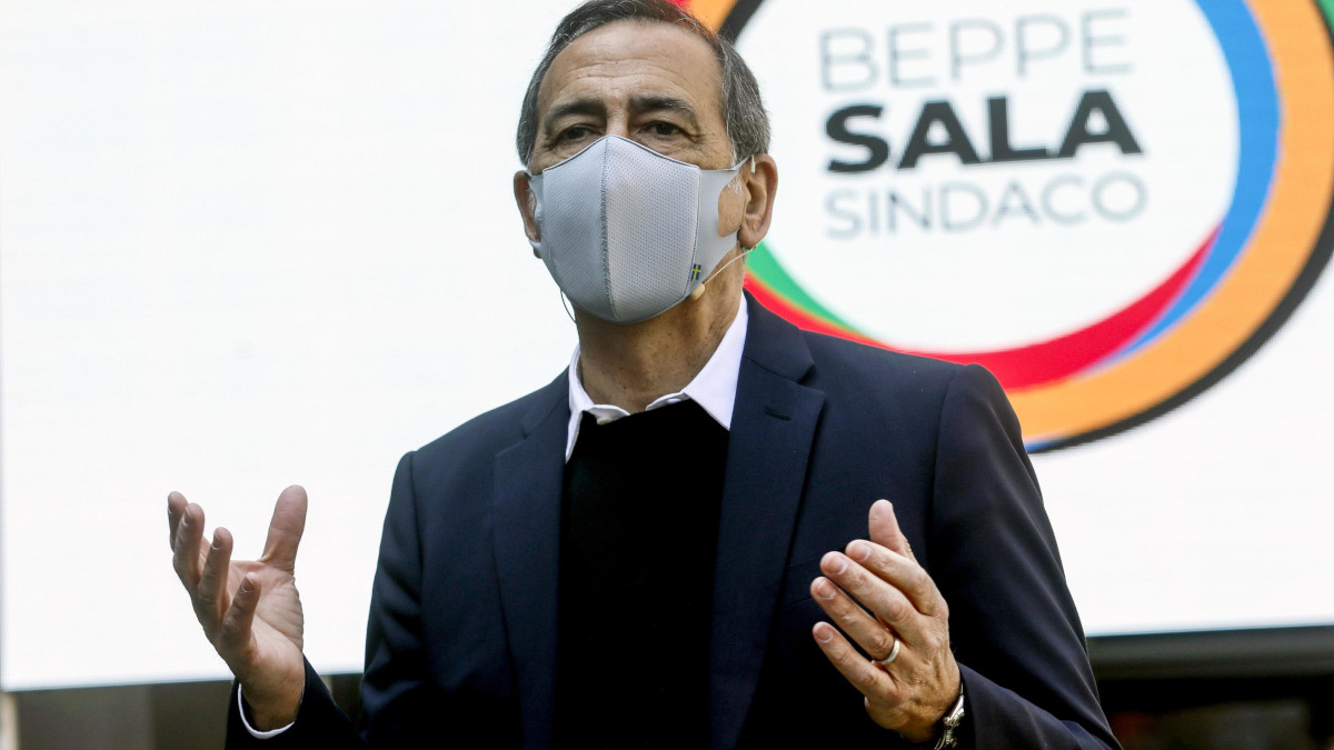 Beppe Sala alla presentazione della Lista Sala in vista delle elezioni 2021 a Milano