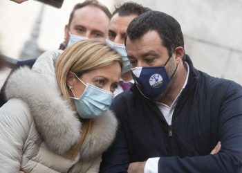 Giorgia Meloni, leader di FdI, con Matteo Salvini, leader della Lega