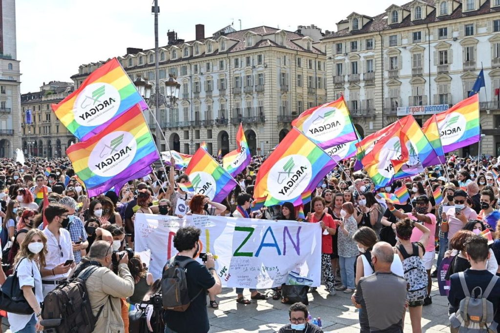 manifestazione Pride 'Per la legge Zan e molto di più: non un passo indietro', a Torino, 5 giugno 2021