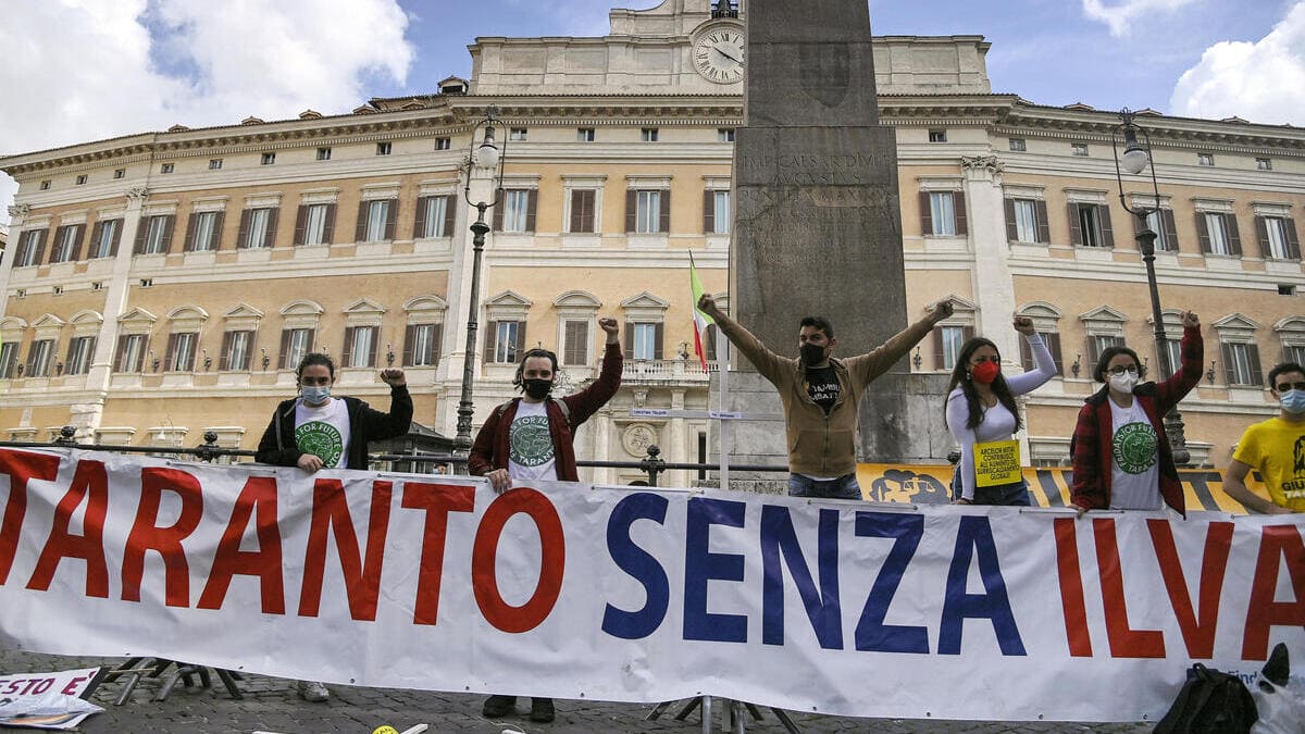 Una protesta contro l'Ilva a Roma