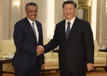 Il direttore generale dell’Oms Tedros Adhanom incontra il presidente cinese Xi Jinping il 20 gennaio 2020